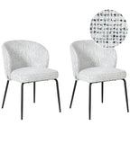 Set of 2 Dining Chairs ZANA Fabric White/ Blue