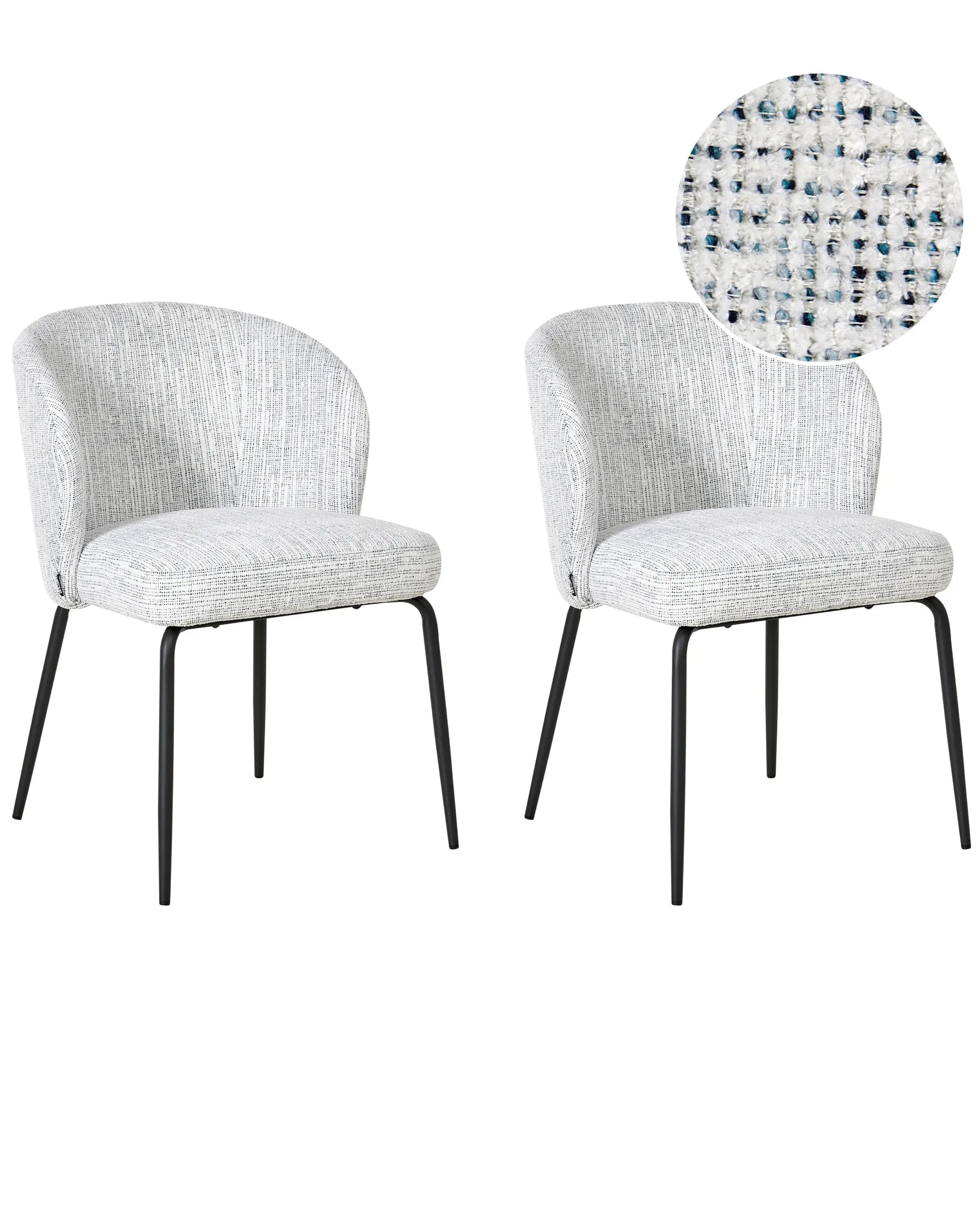Set of 2 Dining Chairs ZANA Fabric White/ Blue