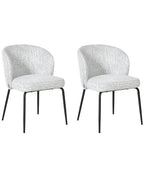 Set of 2 Dining Chairs ZANA Fabric White/ Blue