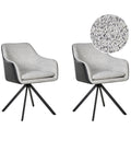 Set of 2 Dining Chairs LITHIA Fabric Black/ White