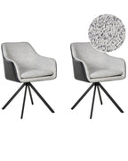 Set of 2 Dining Chairs LITHIA Fabric Black/ White