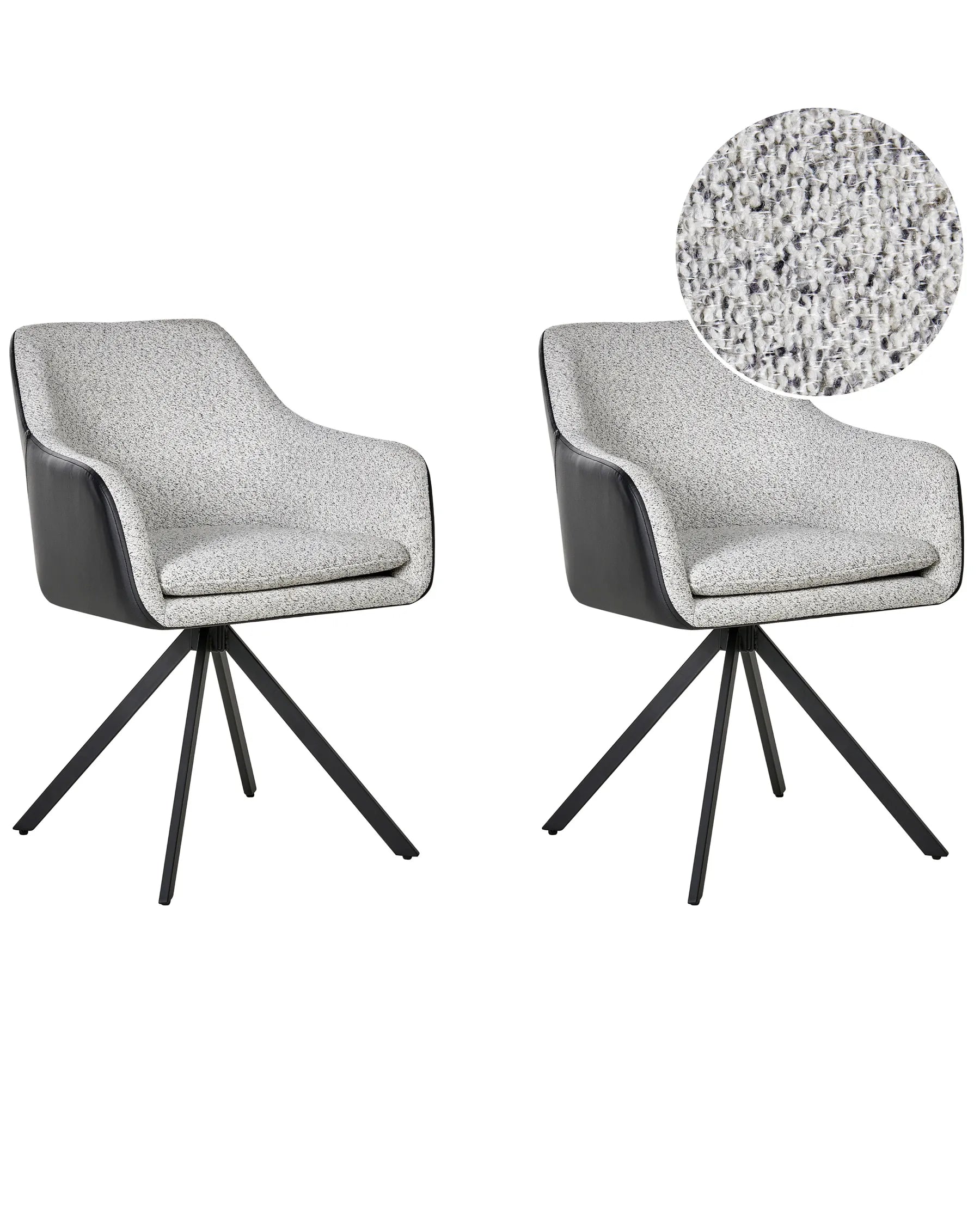 Set of 2 Dining Chairs LITHIA Fabric Black/ White