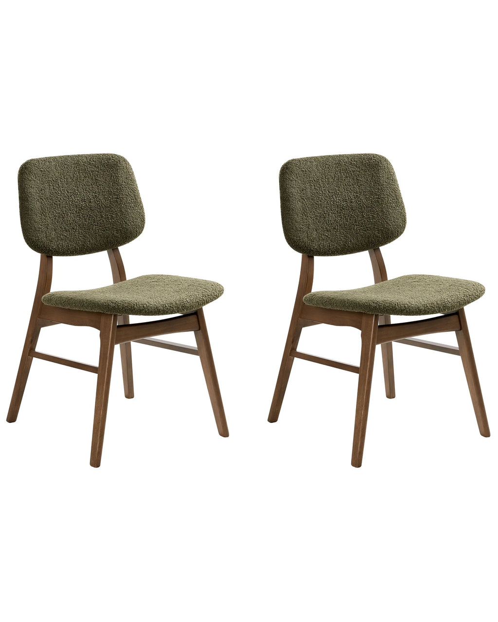 Set of 2 Dining Chairs ELAINE Boucle Dark Brown/ Green