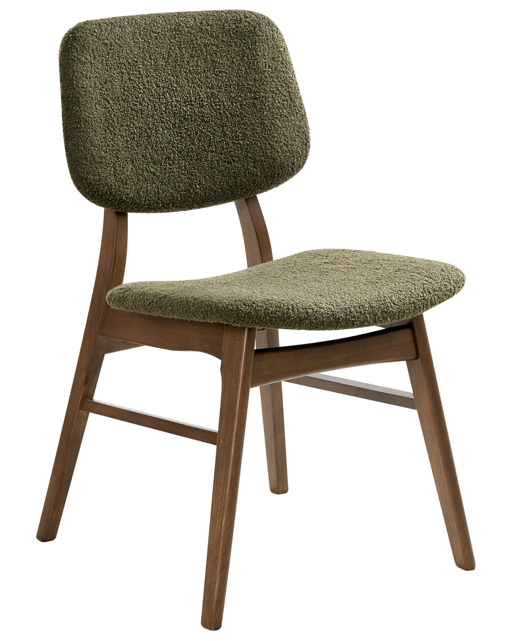 Set of 2 Dining Chairs ELAINE Boucle Dark Brown/ Green