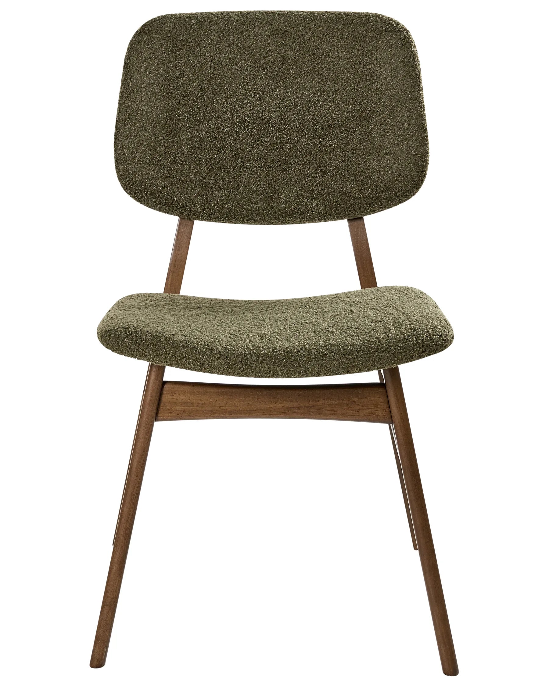 Set of 2 Dining Chairs ELAINE Boucle Dark Brown/ Green