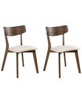 Set of 2 Dining Chairs HOPE Wood Dark Brown/ Off-White
