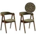Set of 2 Dining Chairs DAY Boucle Dark Brown/ Green