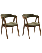 Set of 2 Dining Chairs DAY Boucle Dark Brown/ Green