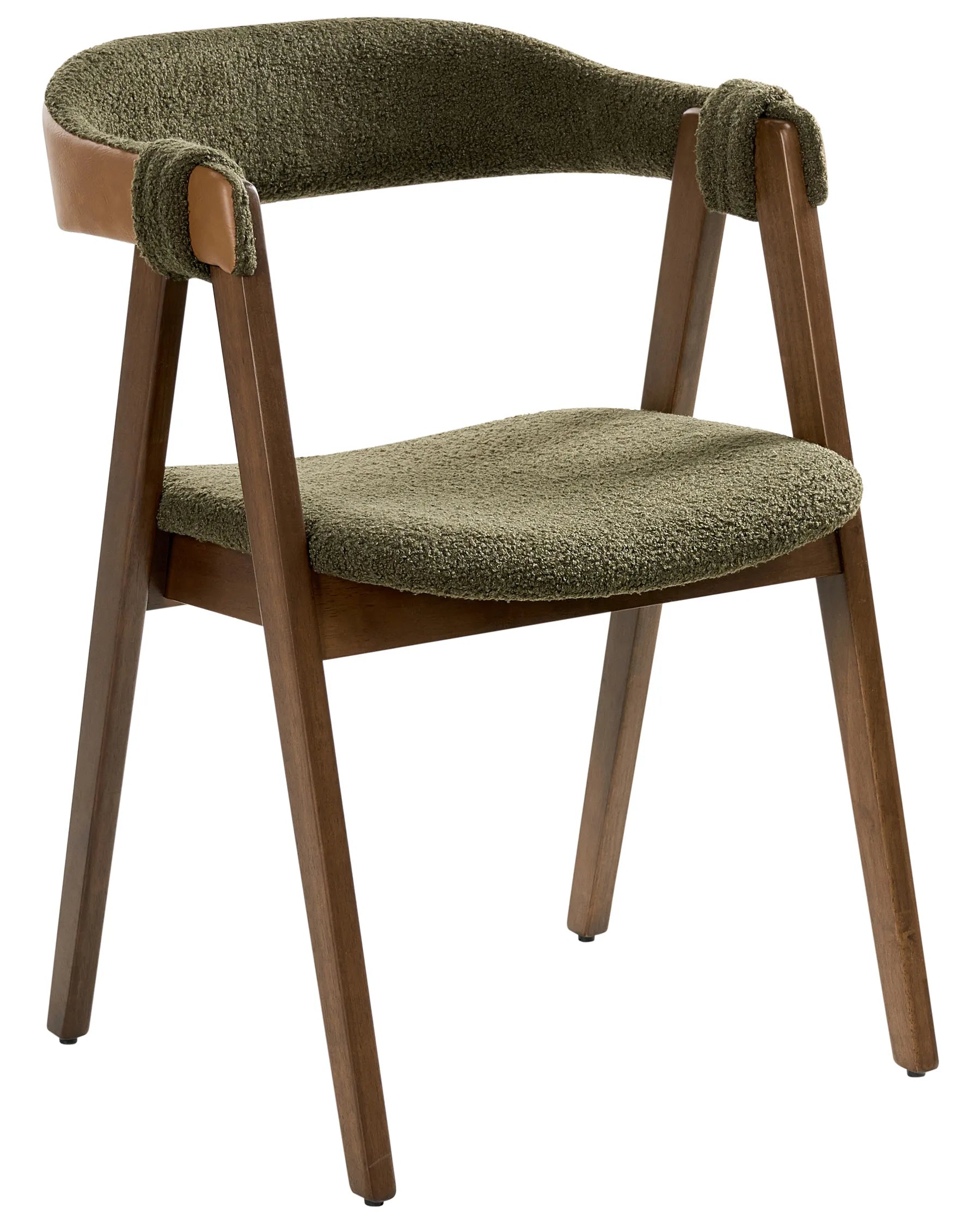 Set of 2 Dining Chairs DAY Boucle Dark Brown/ Green