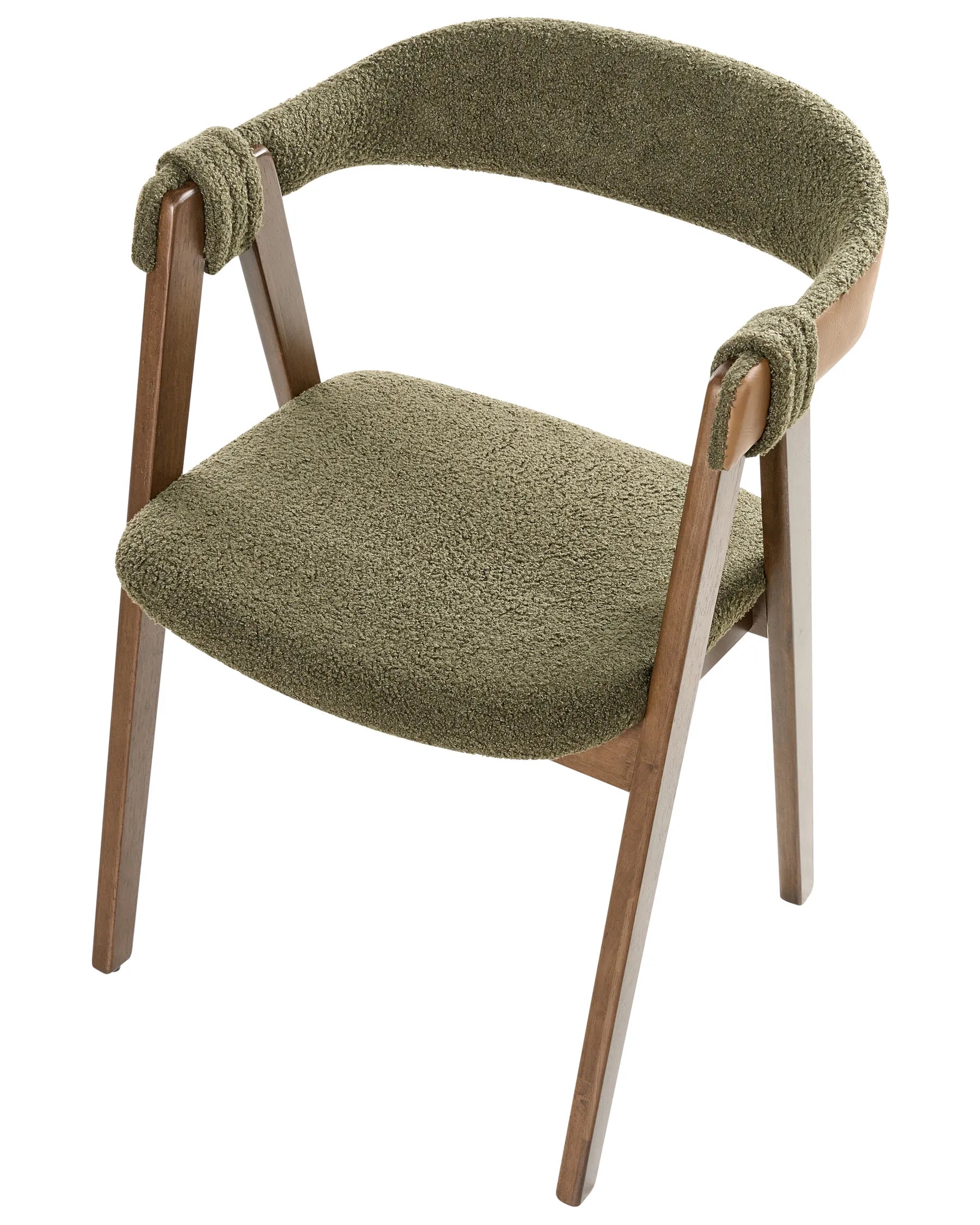 Set of 2 Dining Chairs DAY Boucle Dark Brown/ Green