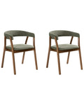 Set of 2 Dining Chairs MYLO Fabric Dark Brown/ Green