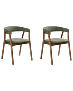 Set of 2 Dining Chairs MYLO Fabric Dark Brown/ Green