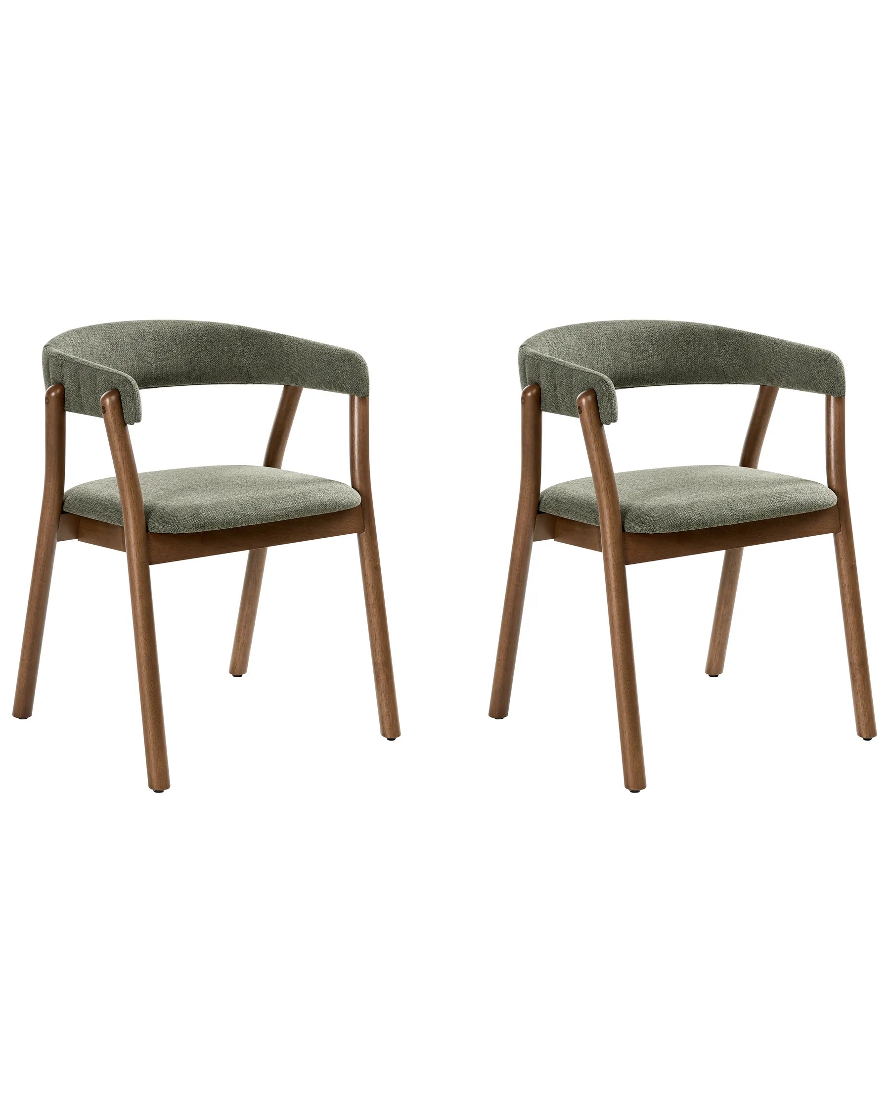 Set of 2 Dining Chairs MYLO Fabric Dark Brown/ Green