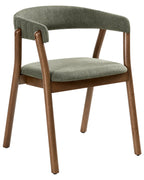 Set of 2 Dining Chairs MYLO Fabric Dark Brown/ Green