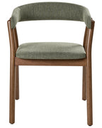 Set of 2 Dining Chairs MYLO Fabric Dark Brown/ Green
