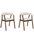 Set of 2 Dining Chairs MYLO Fabric Off-White/ Dark Brown
