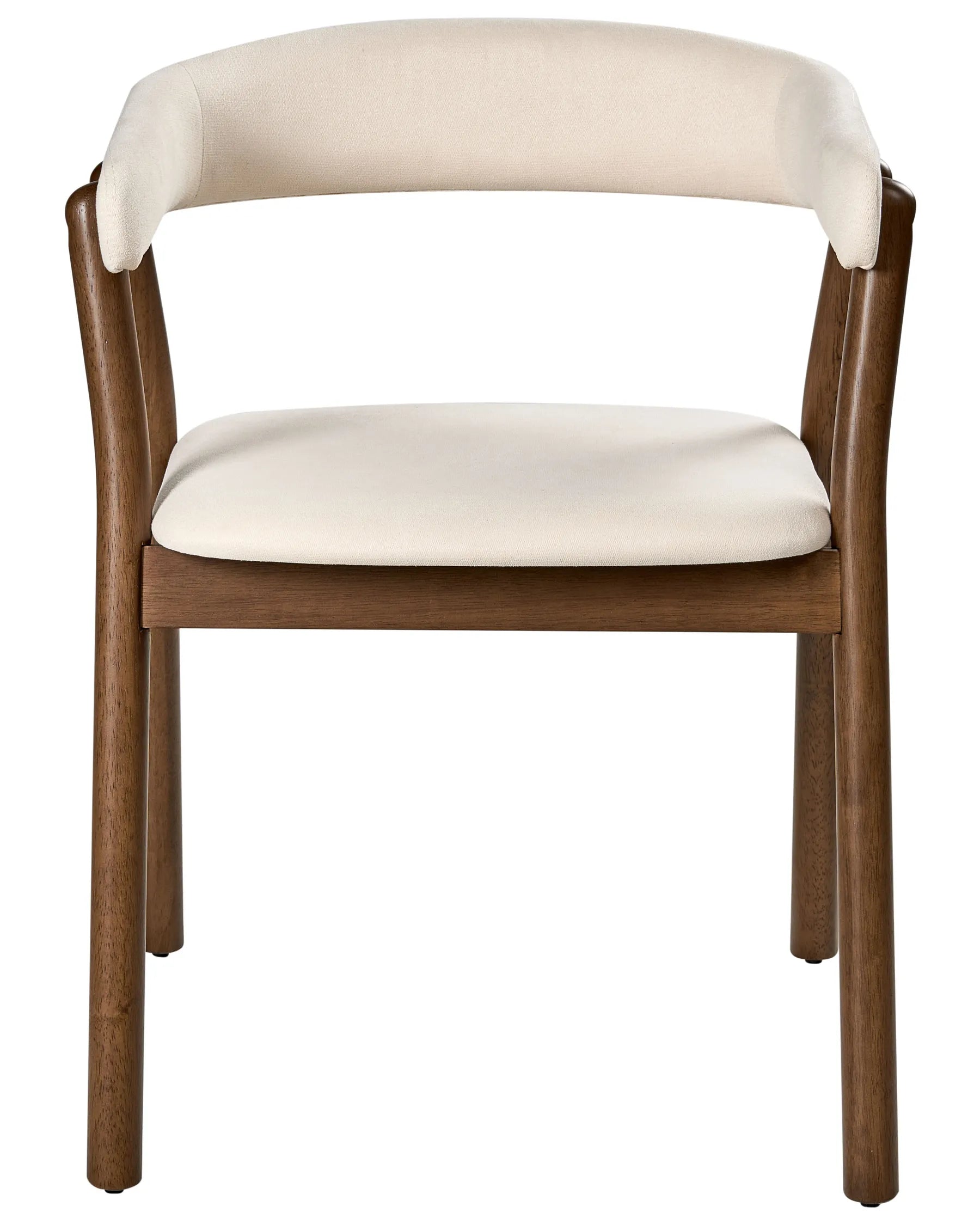 Set of 2 Dining Chairs MYLO Fabric Off-White/ Dark Brown