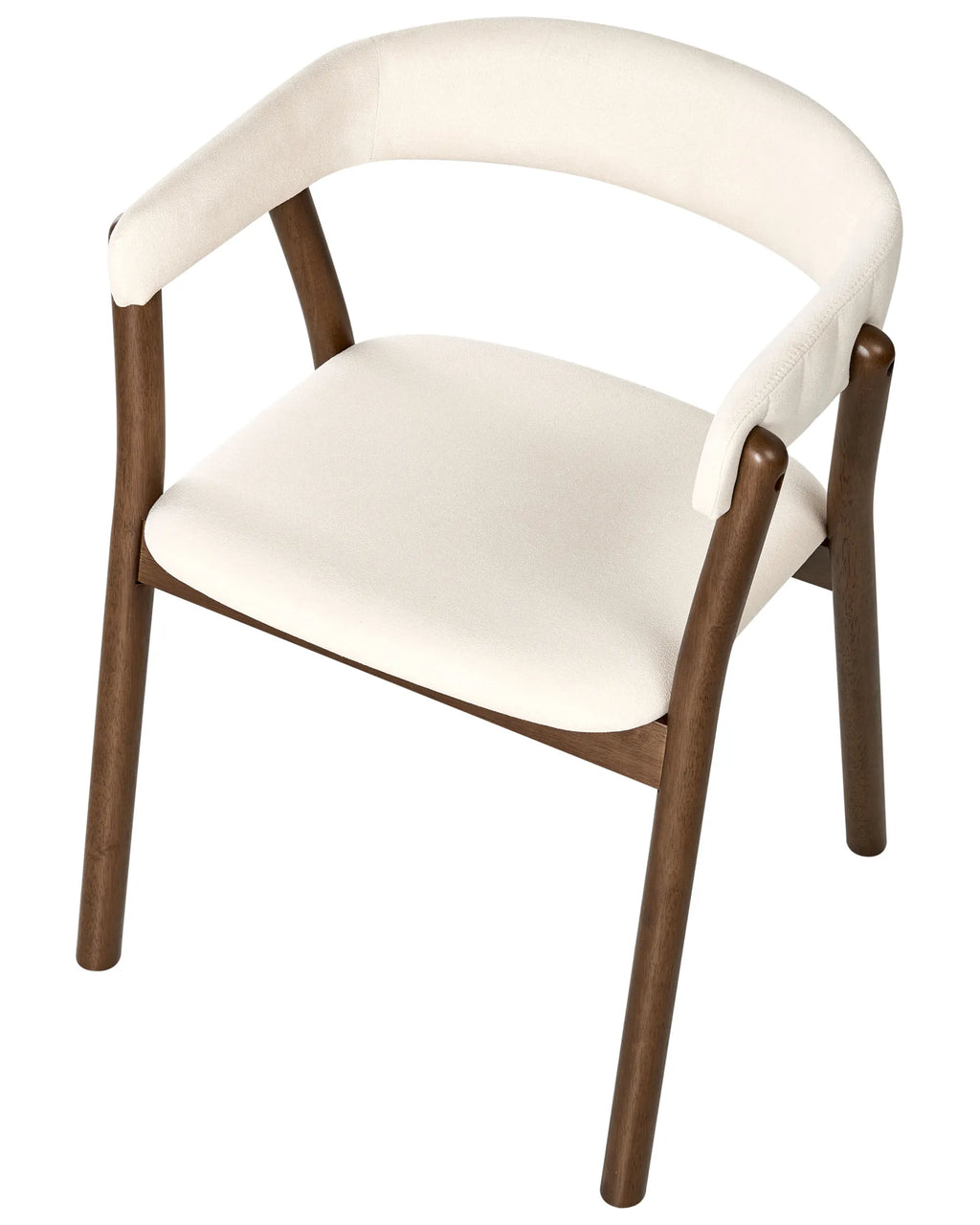 Set of 2 Dining Chairs MYLO Fabric Off-White/ Dark Brown