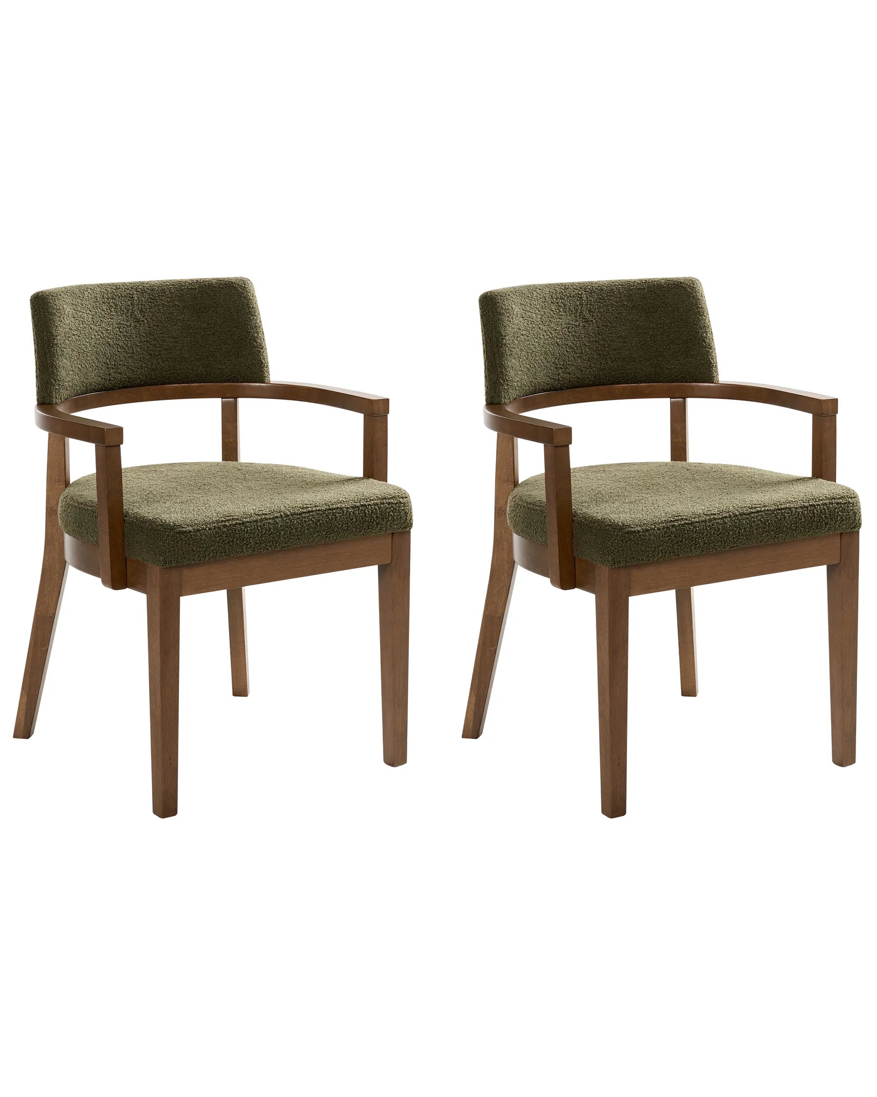 Set of 2 Dining Chairs DALBO Boucle Brown/ Green