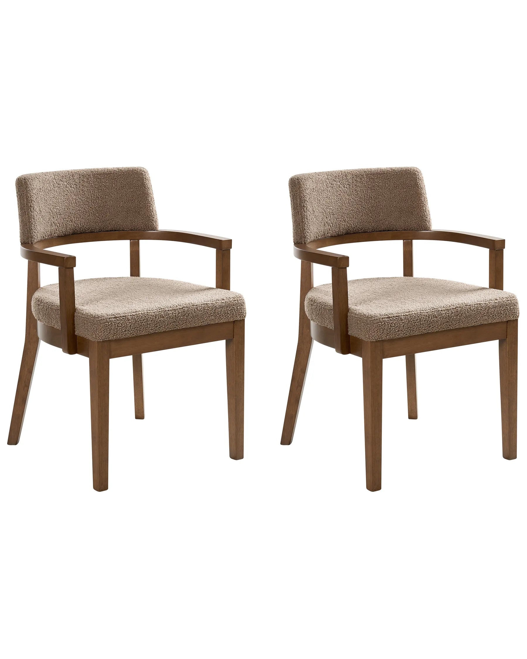Set of 2 Dining Chairs DALBO Boucle Brown/ Taupe