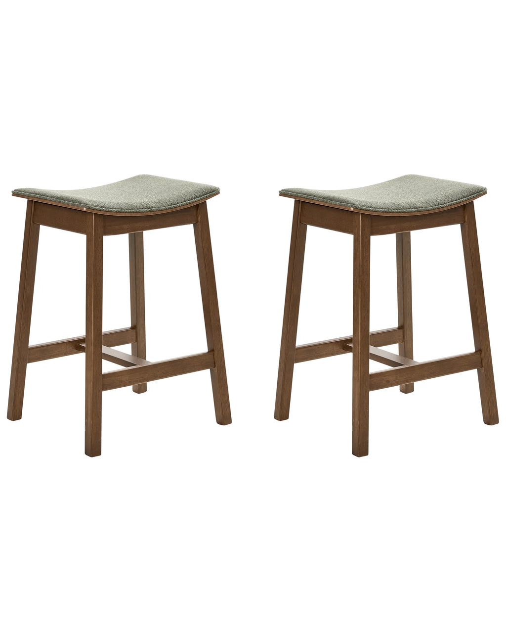 Set of 2 Bar Stools DIXON Wood Dark Brown/ Green
