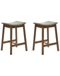 Set of 2 Bar Stools DIXON Wood Dark Brown/ Green