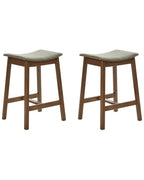Set of 2 Bar Stools DIXON Wood Dark Brown/ Green