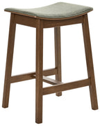 Set of 2 Bar Stools DIXON Wood Dark Brown/ Green