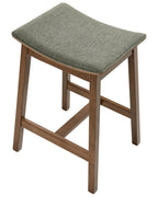 Set of 2 Bar Stools DIXON Wood Dark Brown/ Green