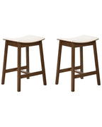 Set of 2 Bar Stools DIXON Wood Off-White/ Dark Brown