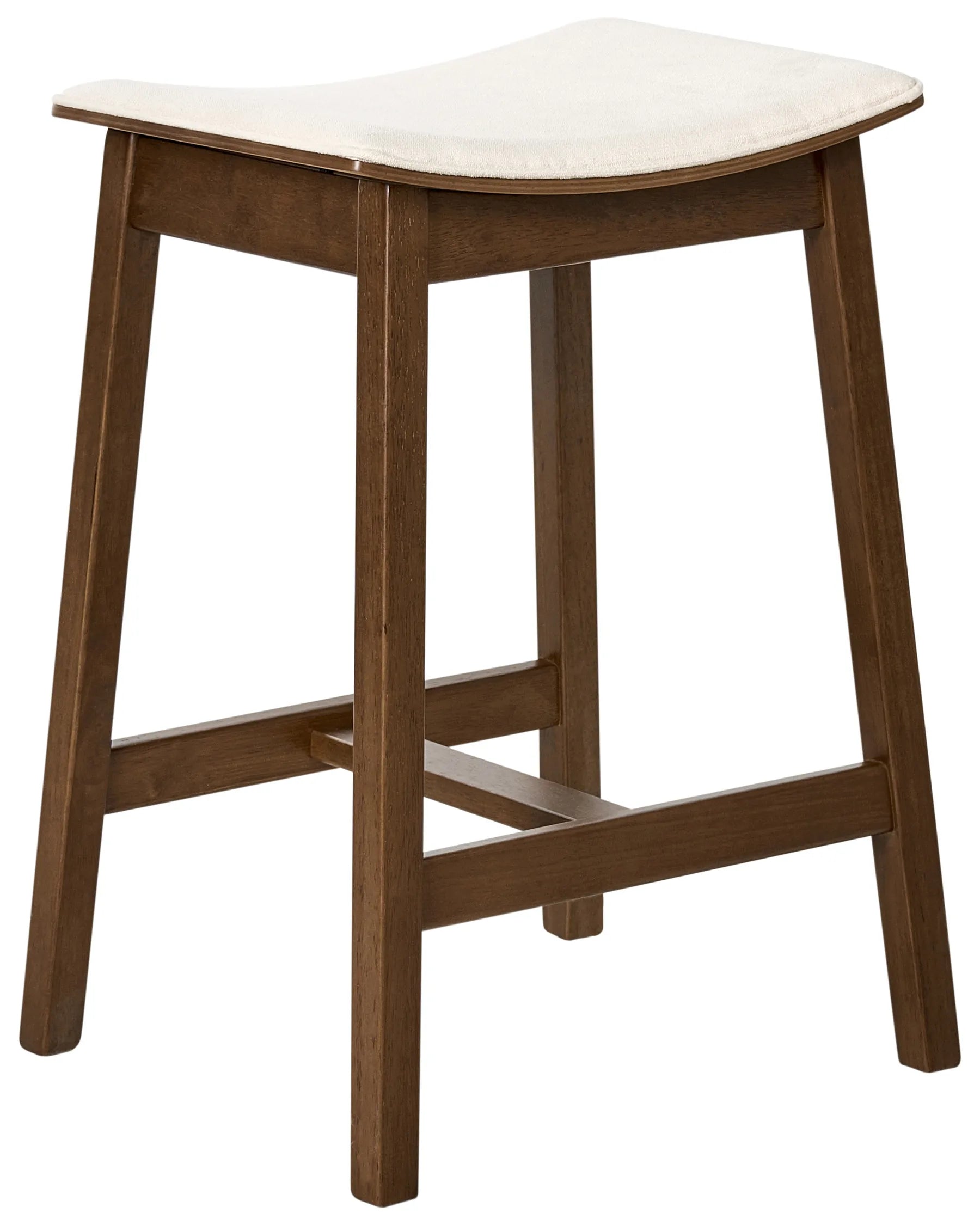Set of 2 Bar Stools DIXON Wood Off-White/ Dark Brown