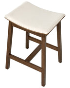 Set of 2 Bar Stools DIXON Wood Off-White/ Dark Brown