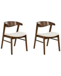 Set of 2 Dining Chairs LILLY Fabric Brown/ Off-White