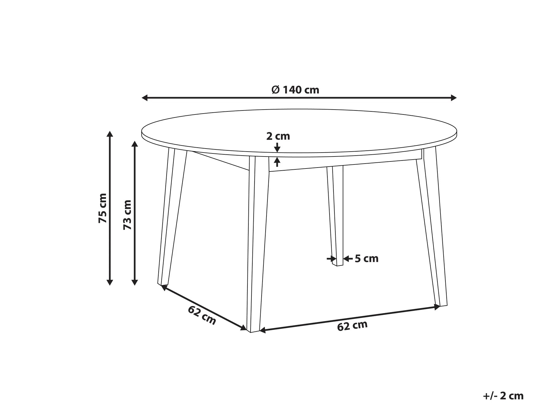 Dining Table HUNTLEY Dark Oak 140 cm 140 cm
