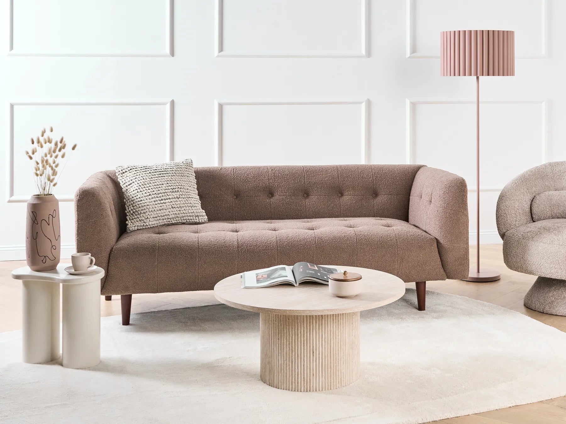 Swivel Armchair LIEKSA Boucle Beige