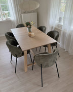 Set of 2 Dining Chairs MILES Corduroy Olive Green