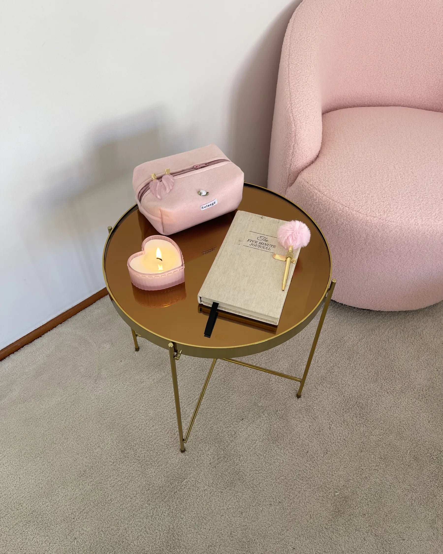 Side Table LUCEA Tempered Glass Gold