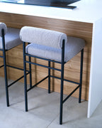Set of 2 Bar Chairs AMAYA Boucle Grey
