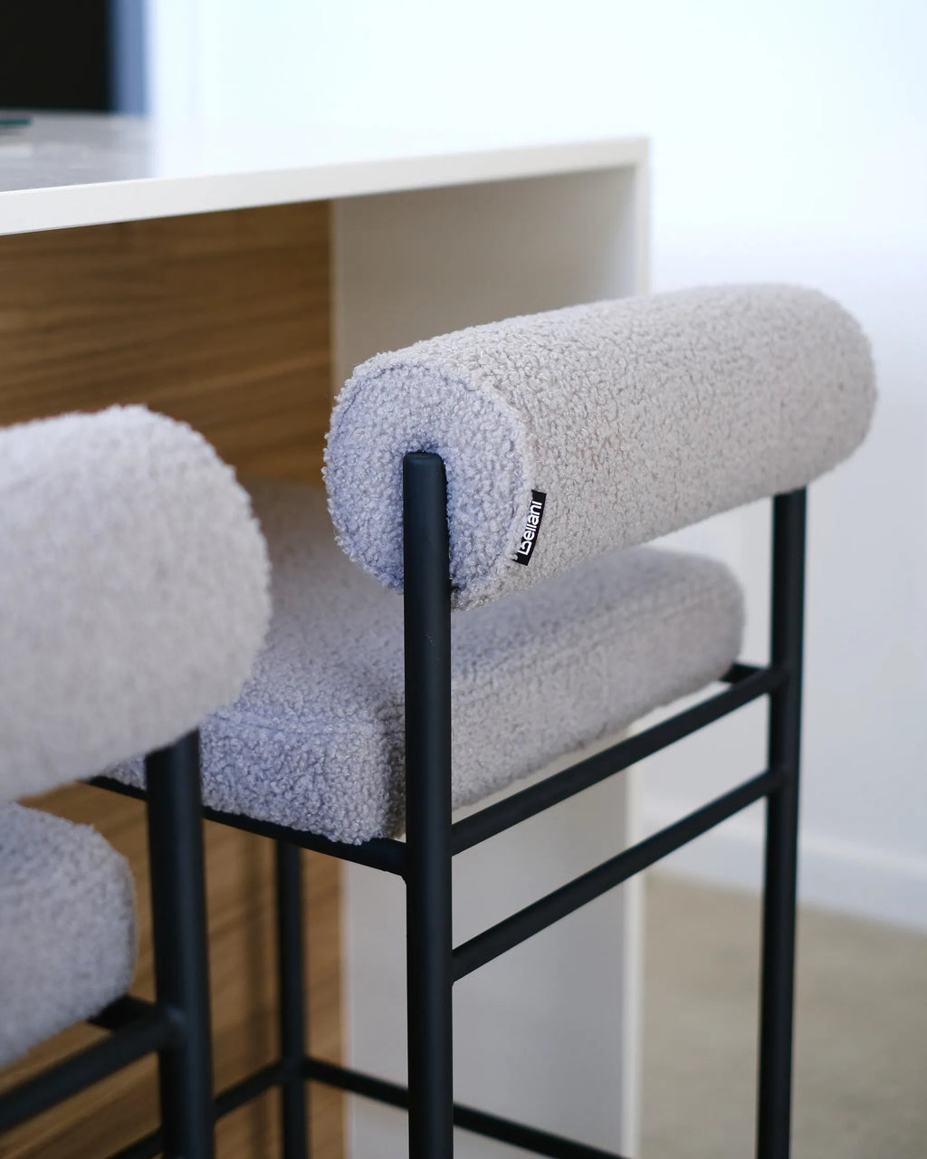 Set of 2 Bar Chairs AMAYA Boucle Grey