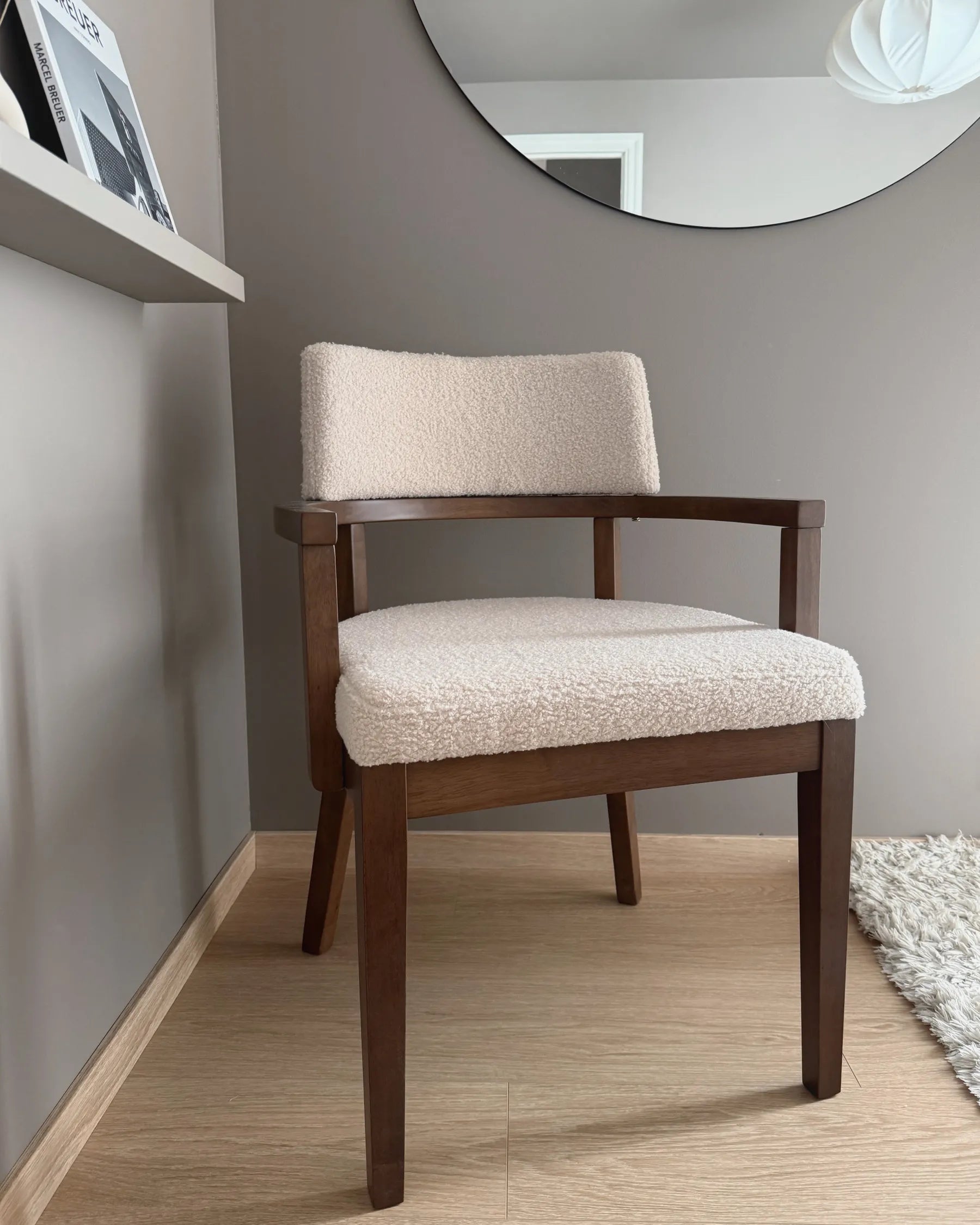 Set of 2 Dining Chairs DALBO Boucle Brown/ Light Beige
