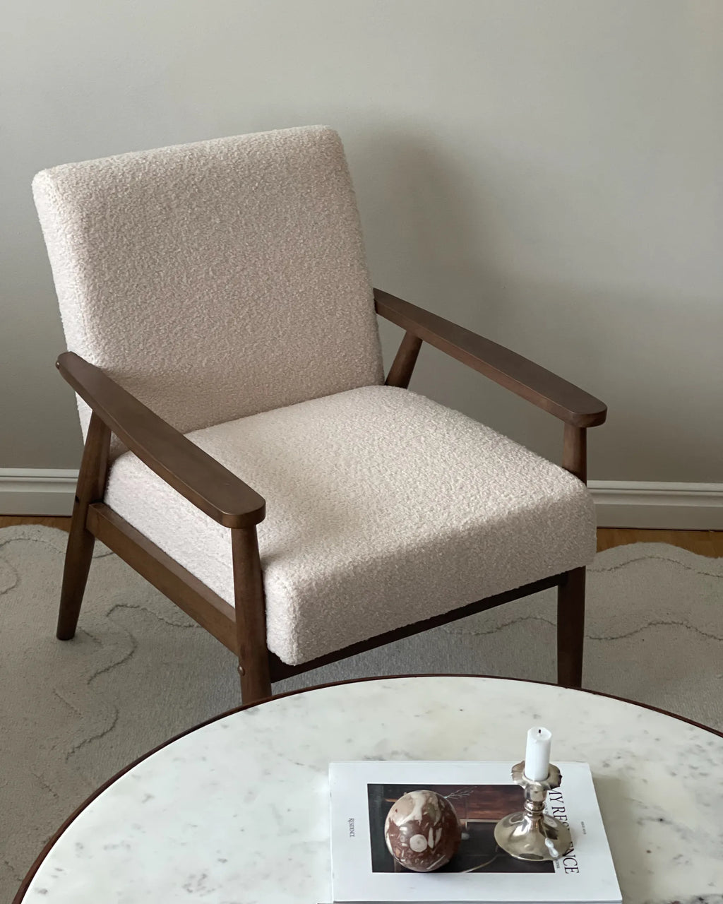 Armchair ESRUM Boucle Dark Brown/ Beige