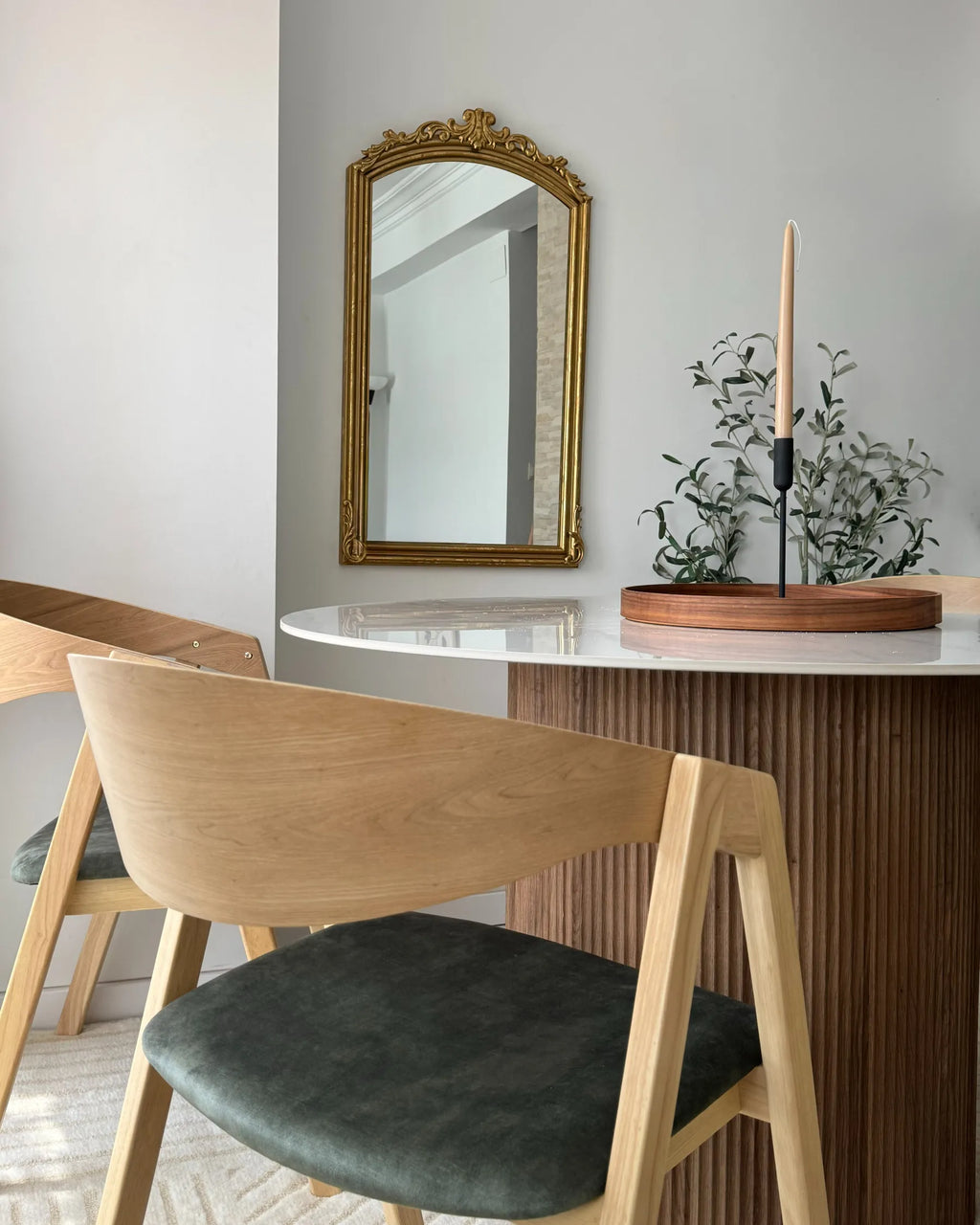 Set of 2 Dining Chairs YUBA Wood Dark Green