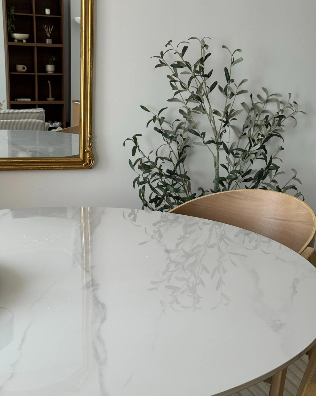 Dining Table ALBINA White Marble 120 cm 120 cm