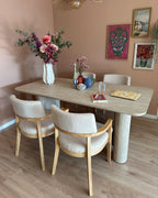 Set of 2 Dining Chairs DALBO Boucle Light Brown/ Beige