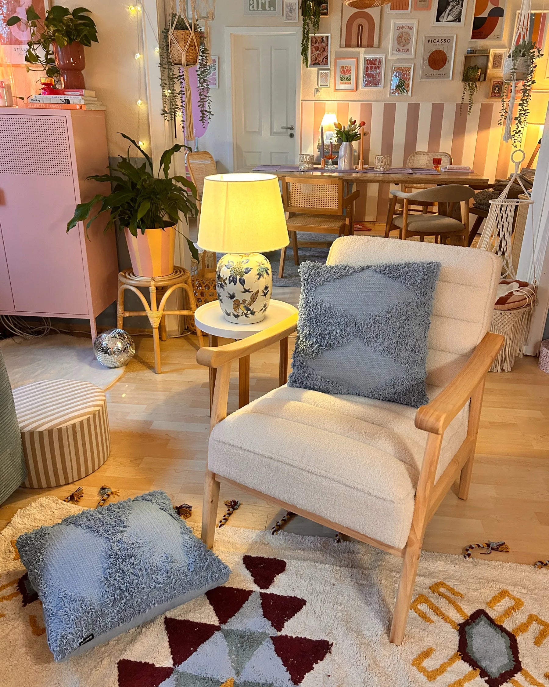 Armchair LEKNES Boucle Off-White