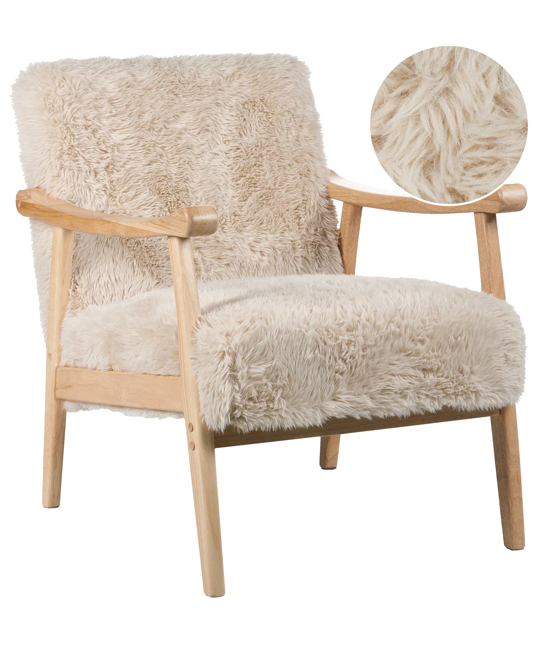 Armchair LEKNES Faux Fur Light Beige