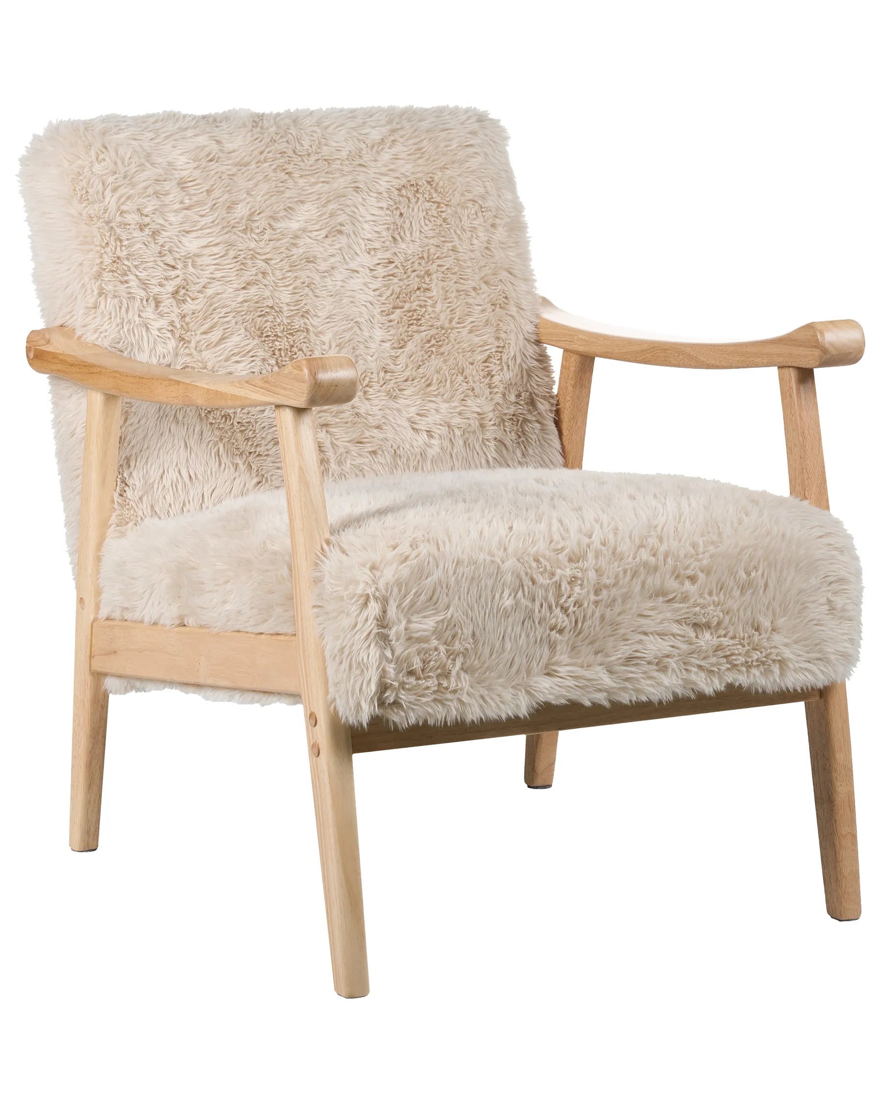 Armchair LEKNES Faux Fur Light Beige