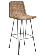 Set of 2 Bar Chairs CASSITA Rattan Brown