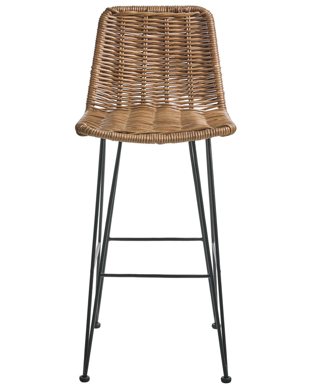 Set of 2 Bar Chairs CASSITA Rattan Brown