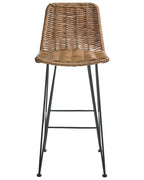 Set of 2 Bar Chairs CASSITA Rattan Brown